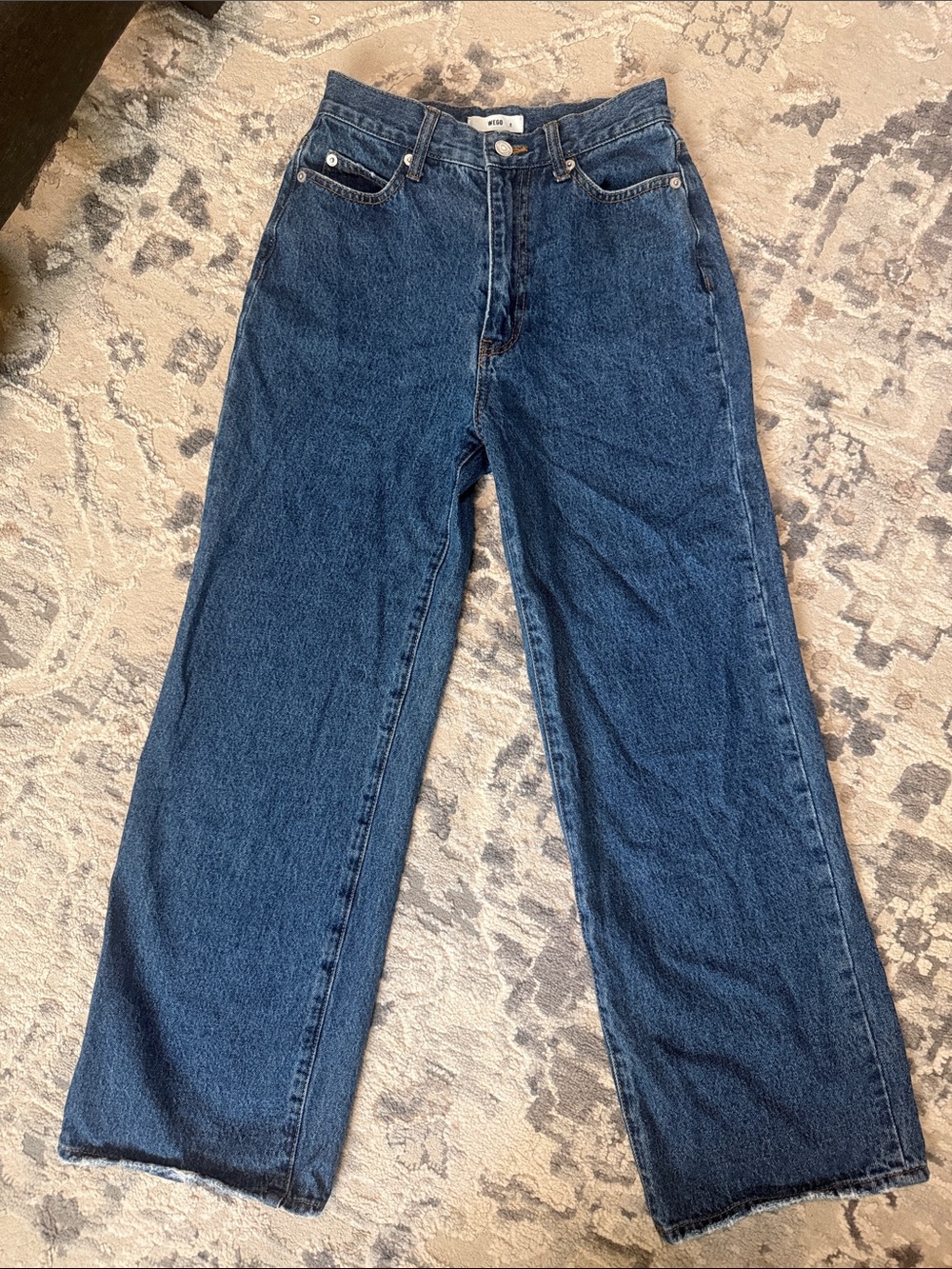 High-Rise Wide Leg Jeans in Dark Blue Denim